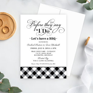 Before They Say I Do BBQ Black Gingham Invitation