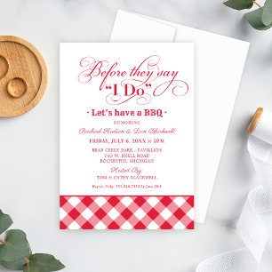 Before They Say I Do BBQ Red Gingham Invitation