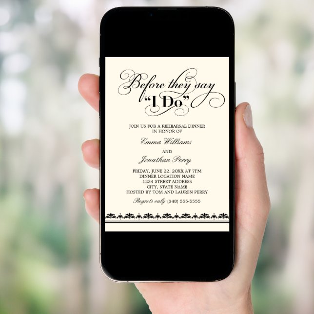 Before They Say I Do Black Rehearsal Dinner Invitation (Front Digital)