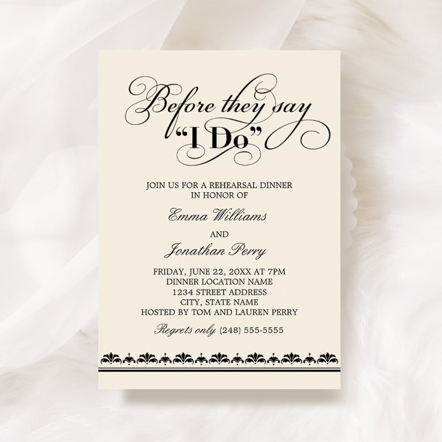 Before They Say I Do Black Rehearsal Dinner Invitation (Creator Uploaded)
