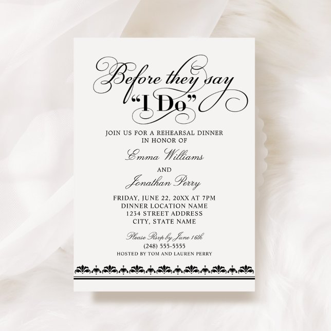 Before They Say I Do Black Rehearsal Dinner Invitation (Creator Uploaded)