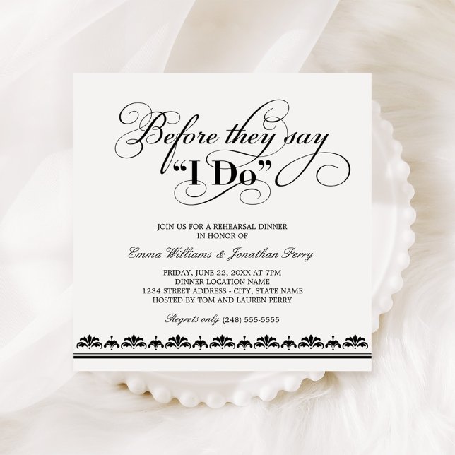 Before They Say I Do Black Square Rehearsal Invitation (Creator Uploaded)