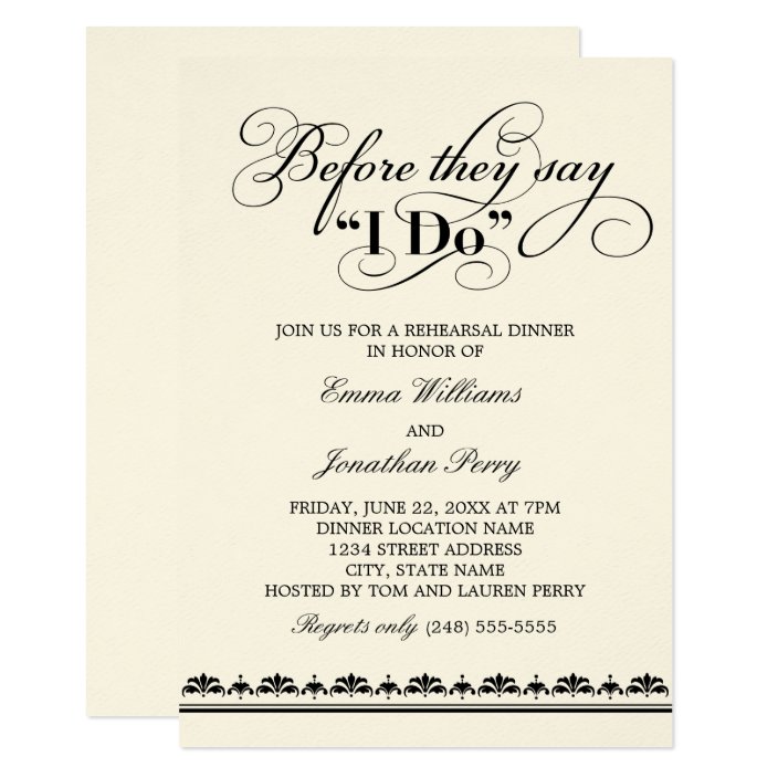 Before They Say I Do Black Vows Rehearsal Dinner Invitation