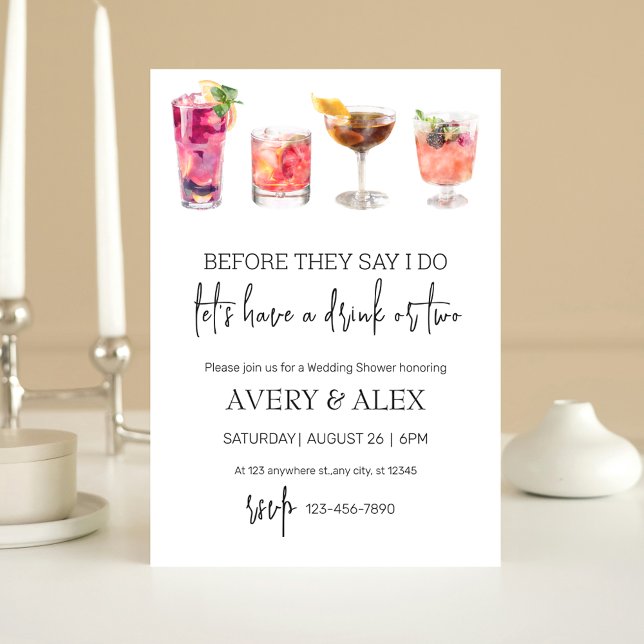 Before They Say I Do | cocktail Bachelorette Party Invitation (Creator Uploaded)