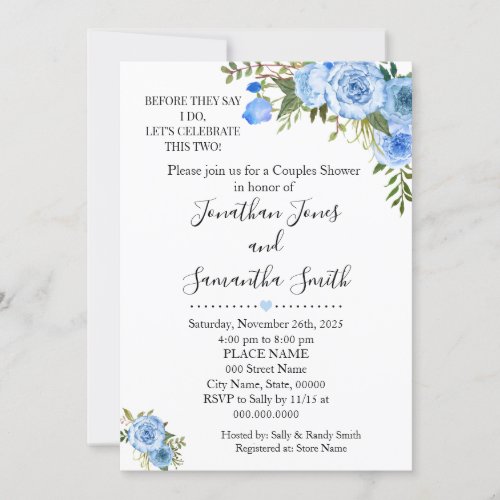 Before they say I do couples shower blue wedding Invitation