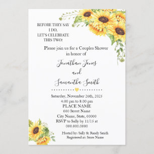 Before they say I do couples shower sunflowers Invitation