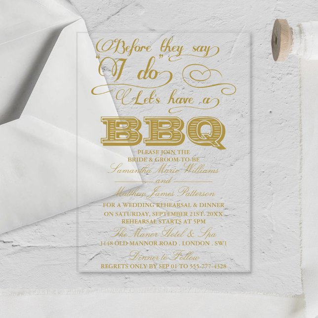 Before They Say I Do Lets Have A BBQ! Acrylic Invitations (Creator Uploaded)