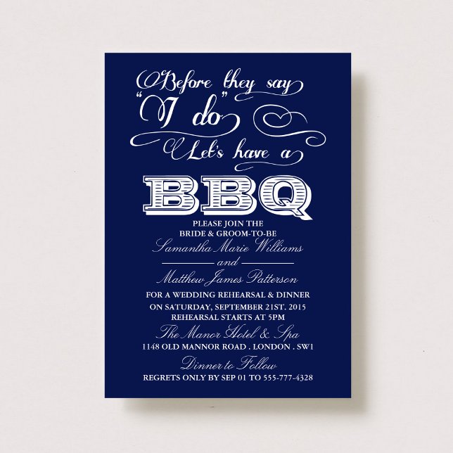 Before They Say I Do Lets Have A BBQ! - Navy Blue Invitation (Creator Uploaded)
