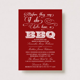Before They Say I Do Lets Have A BBQ! - Red Invitation
