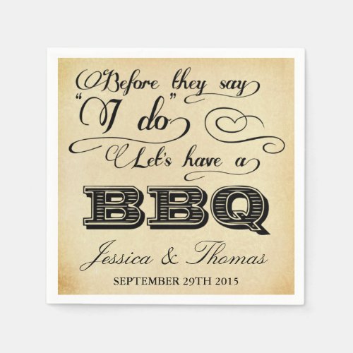 Before They Say I Do Lets Have A BBQ _ Vintage Napkins