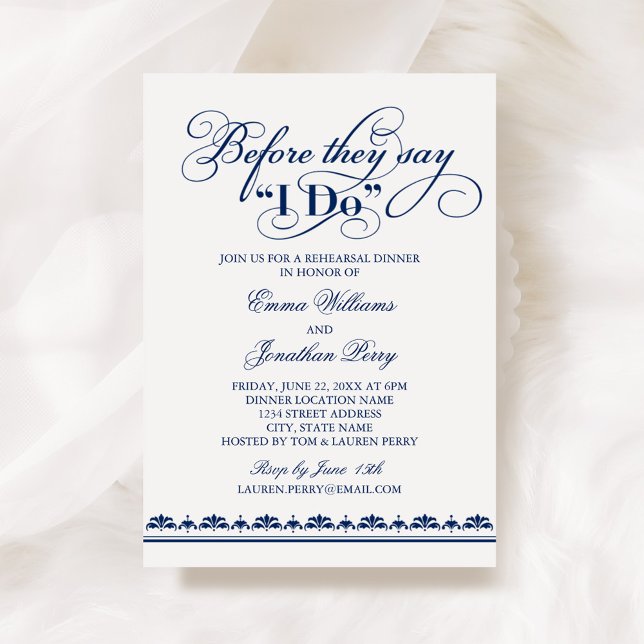 Before They Say I Do Navy Wedding Rehearsal Dinner Invitation (Creator Uploaded)