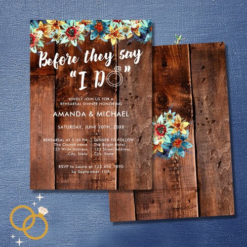 Before They Say I Do Rustic Ring Rehearsal Dinner Invitation