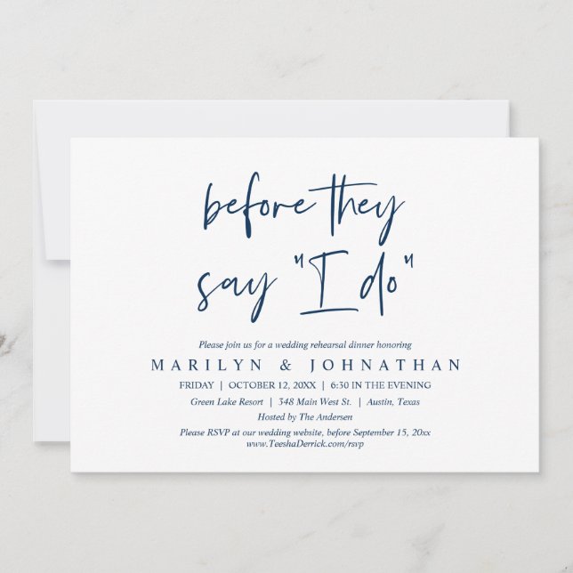Before They Say "I Do", Wedding Rehearsal Dinner Invitation (Front)