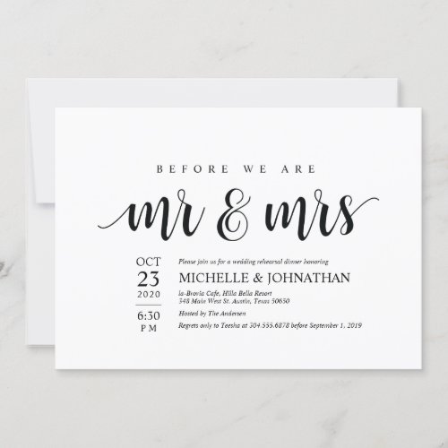 Before we are Mr and Mrs Dinner Invitation card