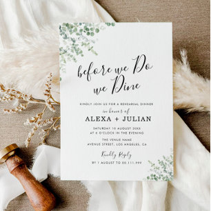 before we do eucalyptus greenery rehearsal dinner invitation