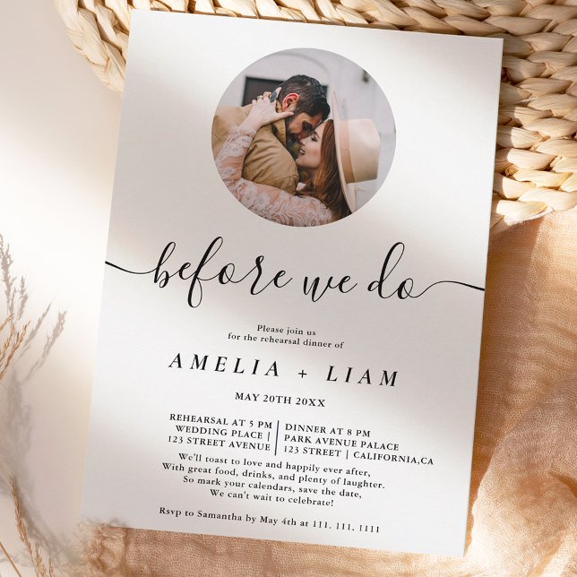 Before we do photo black white rehearsal dinner invitation (Creator Uploaded)