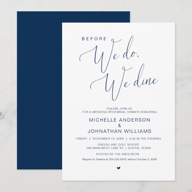 Before we do, we dine, Wedding Rehearsal Dinner  I Invitation (Front/Back)
