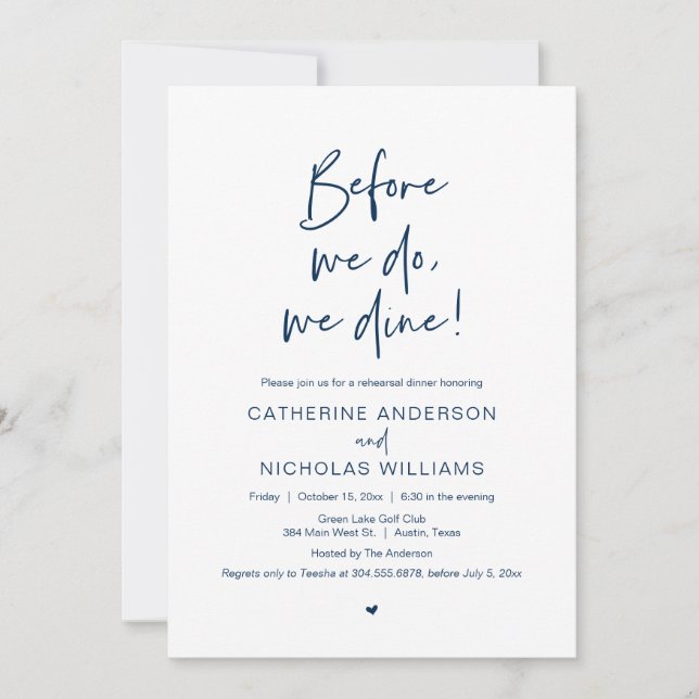Before We Do, We Dine, Wedding Rehearsal Dinner Invitation (Front)