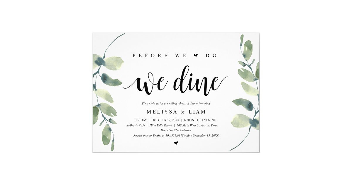 Before We Do, We Dine, Wedding Rehearsal Dinner Invitation | Zazzle.com