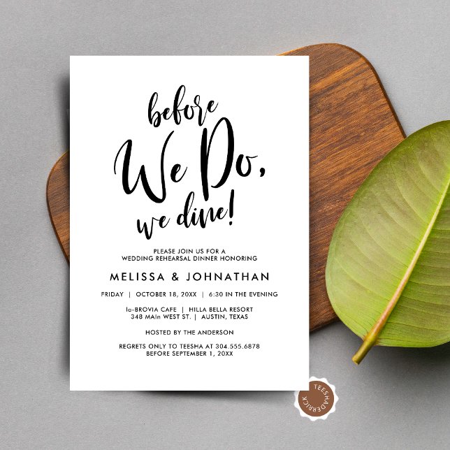 Before We Do, We Dine, Wedding Rehearsal Dinner Invitation (Before We Do, We Dine, Wedding Rehearsal Dinner Party Celebration Invitation Card)