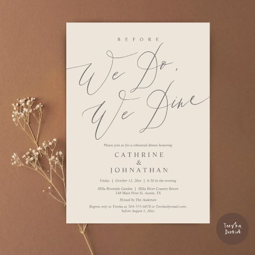 Before we do we dine Wedding Rehearsal Dinner Invitation