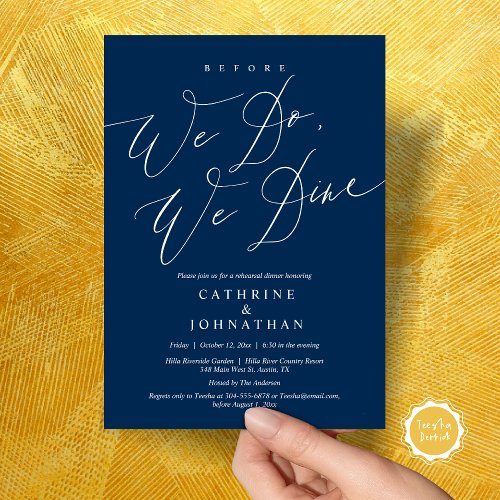 Before we do we dine Wedding Rehearsal Dinner Invitation