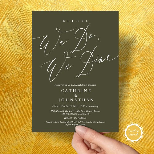 Before we do we dine Wedding Rehearsal Dinner Invitation