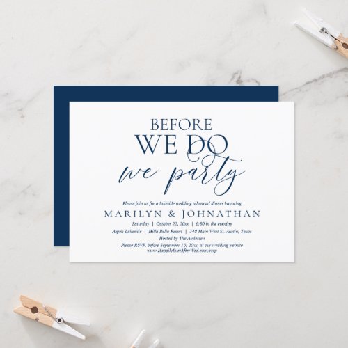 Before We Do We Party Wedding Rehearsal Dinner I Invitation