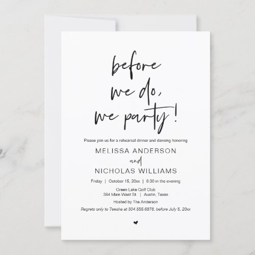 Before We Do We Party Wedding Rehearsal Dinner Invitation