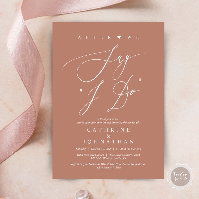 Before we say "I Do", Wedding Rehearsal Dinner Invitation (Before we say "I Do", Wedding Brunch Invitation Card, PDF, Modern Romantic, in Terracotta Earthy)