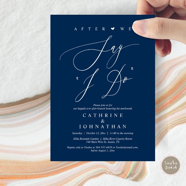 Before we say "I Do", Wedding Rehearsal Dinner Invitation (Before we say "I Do", Wedding Brunch Invitation Card, PDF, Modern Romantic, in Navy Blue)