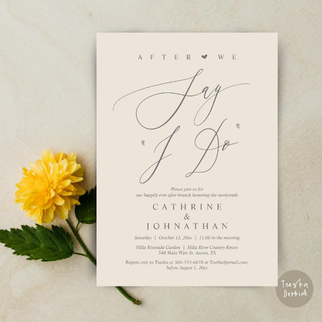 Before we say "I Do", Wedding Rehearsal Dinner Invitation (Before we say "I Do", Wedding Brunch Invitation Card, PDF, Modern Romantic, in Cream Grey)