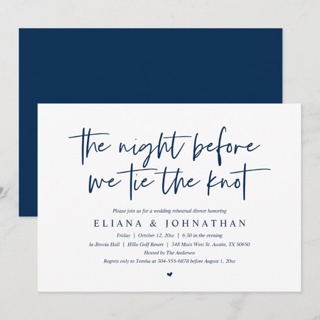 Before we tie the knot, Wedding Rehearsal Dinner I Invitation (Front/Back)