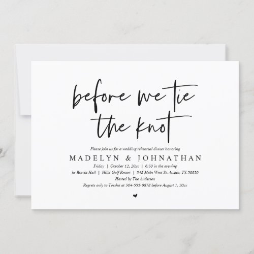 Before we tie the knot Wedding Rehearsal Dinner Invitation