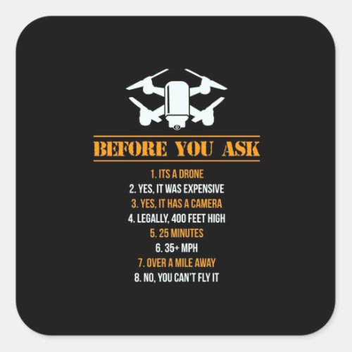 Before You Ask Drone Pilot Square Sticker