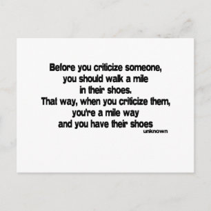 Before You Criticize quote Postcard