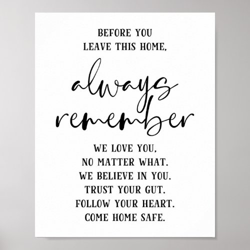 Before You Leave This Home Inspirational Poster