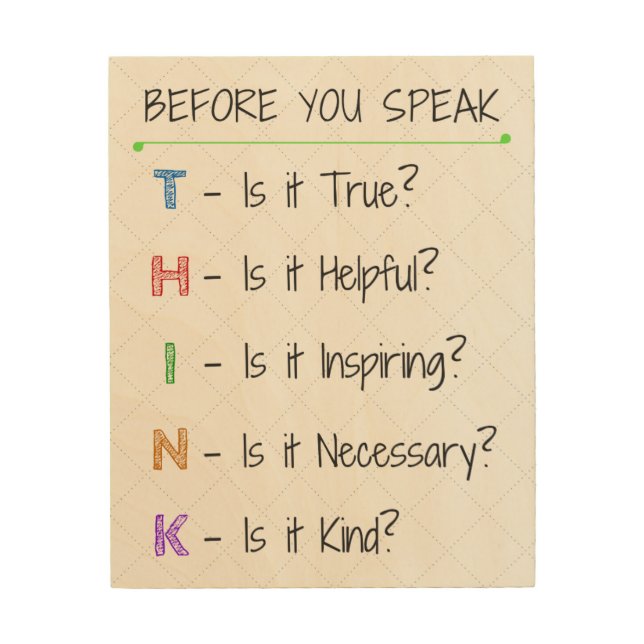 Before you speak, THINK Wood Wall Decor (Front)