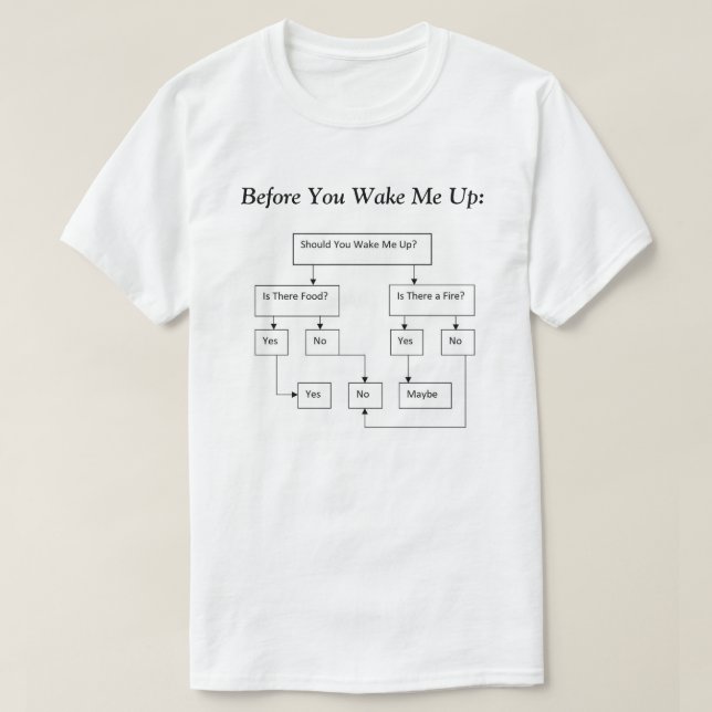 Before You Wake Me Up Decision Tree T-Shirt (Design Front)