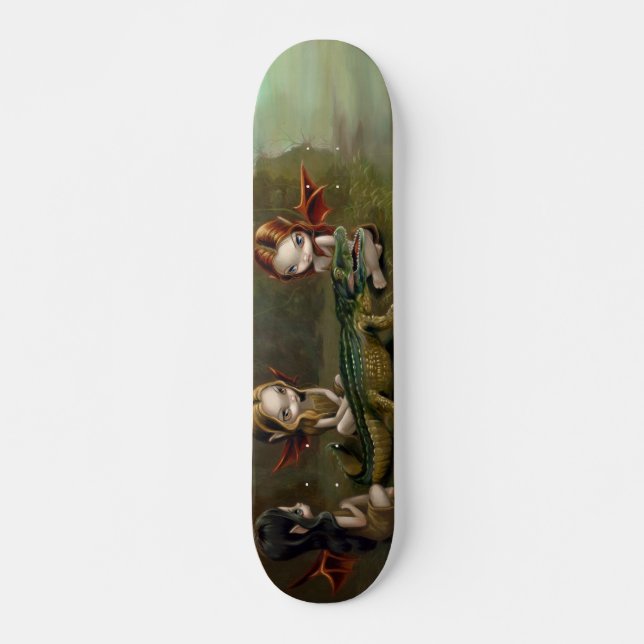 Befriending an Alligator gothic fairy Skateboard Deck (Front)