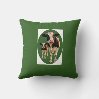 Befuddled Cow Bib Throw Pillow