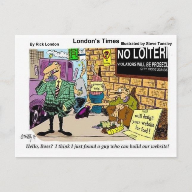 Begging 4 Web Design Funny Gifts & Collectibles Postcard (Front)