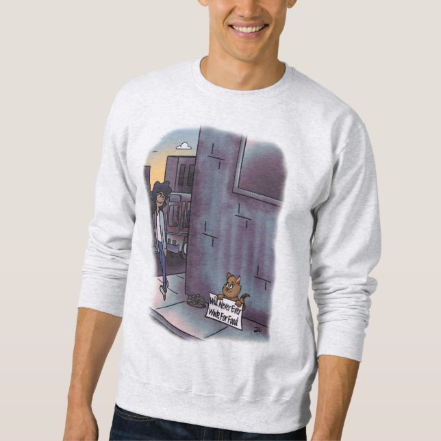 Begging Cat Ash Colored Men's Sweatshirt (Front)