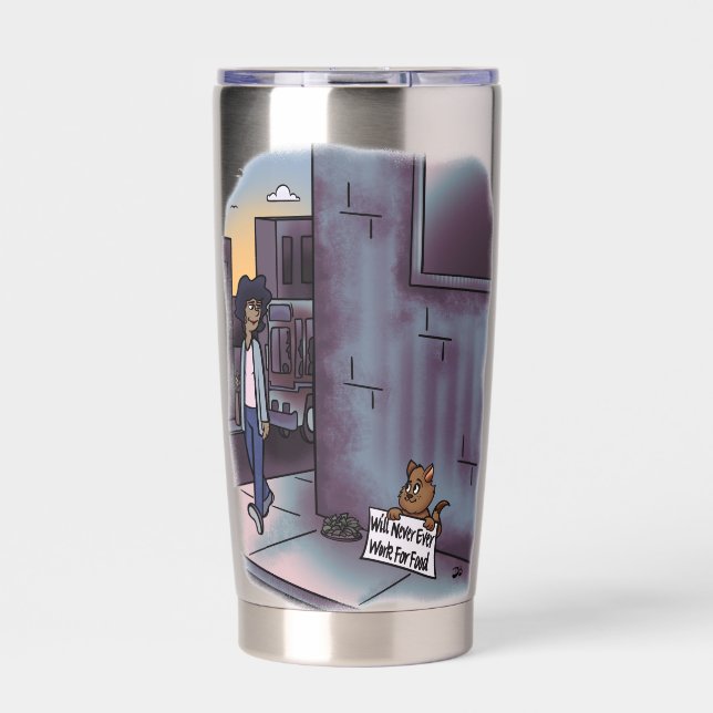 Begging Cat Insulated Tumbler (Front)