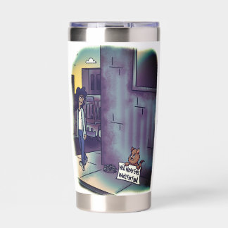 Begging Cat White Insulated Tumbler
