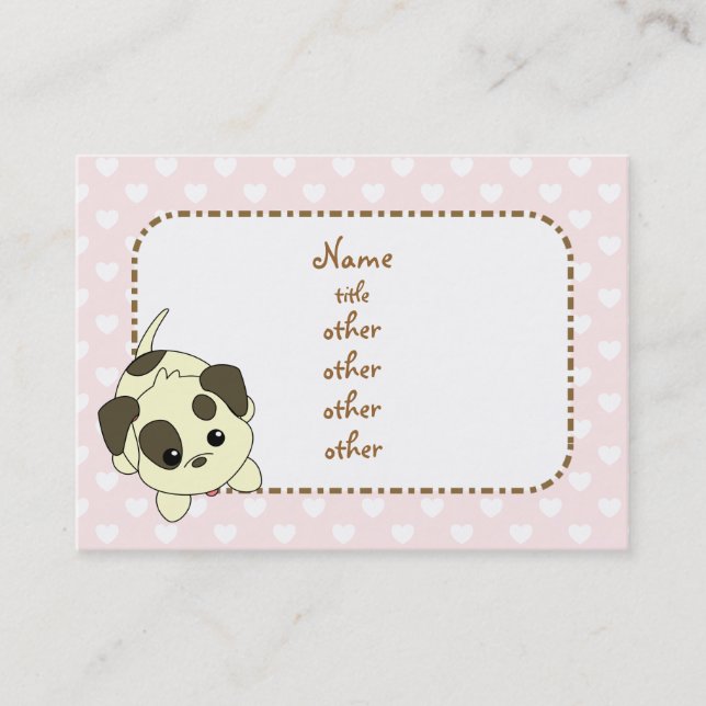 Begging Puppy with Hearts Business Card (Front)
