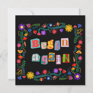 Begin Again Encouragement Start Over 2nd Chance Thank You Card