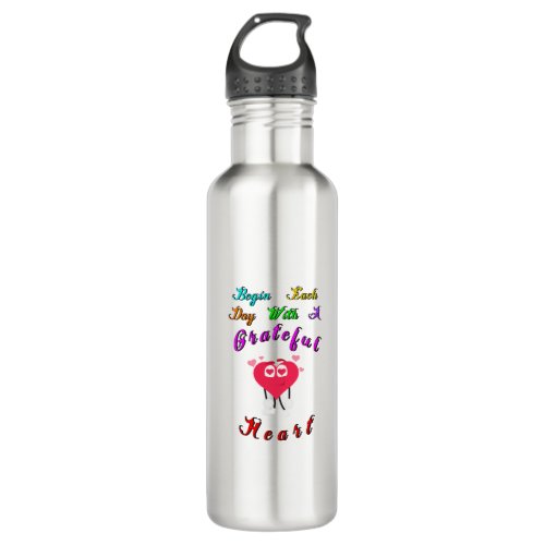 Begin Each Day September With 29 A Grateful Heart Stainless Steel Water Bottle