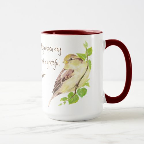 Begin each day with a grateful heart Cute Bird Mug