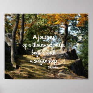Begin Inspirational Quote Woodland Path Poster